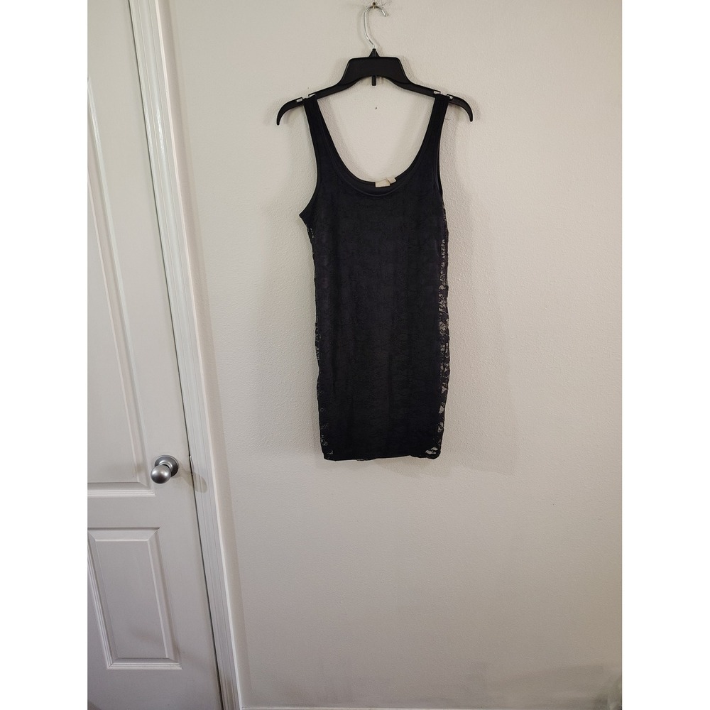 Mudd Black Lace Mini Dress Sleeveless Scoop Neck Bodycon L 90s Grunge Coquette‎